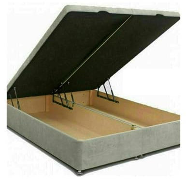 Divan Ottoman Storage Bed Gas Lift Frame Base End Lift Opening (PLUSH SILVER, 4FT 6IN DOUBLE)