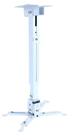 ACONDE Proiettore Montaggio a Parete, Supporto da Soffitto per Proiettore, Inclinazione di +-15° - Girevole di 360° - Fino a 15 kg - Altezza Regolabile 430 mm - 650 mm per proiettori LCD/DLP Bianco