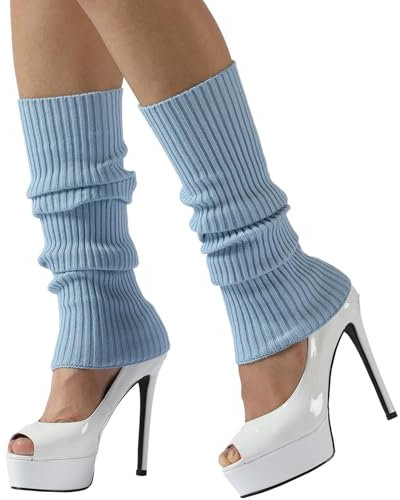Nanxson Damen Kurz Beinstulpen Gestrickt Stulpen Winter Beinwärmer Legwärmer für Tanz Ballett Yoga 80er Jahre Kostüm Zubehör (A-Hell Blau)
