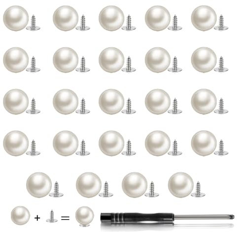 JIEYAO 24 Stück Perlenknöpfe Ohne Nähen, Perlen Brosche Knöpfe Ohne Nähe Ausschnitt Verkleinern Clip Abnehmbare Wiederverwendbar Perlennieten Mit Schraubendreher für Kleidung Hemd Mantel Basteln 12mm