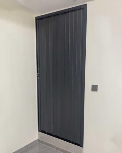Porta a Soffietto da Interno Alluminio Grigio Porte Pieghevoli Chiudibili a Chiave, Porta Divisoria Scorrevole per Corridoio con Chiave e Serratura, Cancello a Soffietto per Dispensa per Armadio a Mur