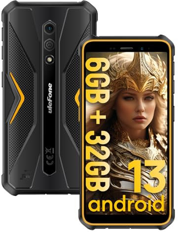 Ulefone Armor X12 Rugged Smartphone, 6GB RAM + 32GB ROM Android 13 Cellulare Antiurto, 13MP Fotocamera con 5.45 Schermo Smartphone Indistruttibile, 4860mAh Batteria, 4G Dual SIM/NFC//IP69K- Arancia