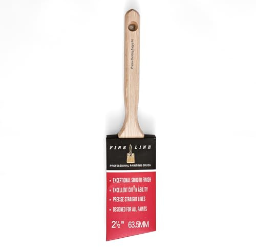 Professional 2 1/2 Inch Angle Sash Paint Brush - Fine Line Brush for Precise Edging and Cutting in - Ideal for Home Improvement, Interior & Exterior Painting, Woodwork, and Detail Work