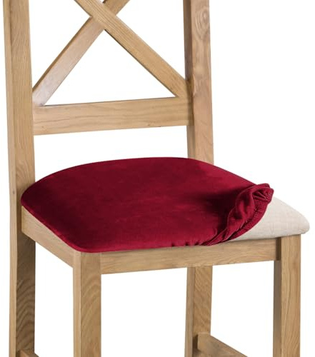 Gute 4er Set Stuhlbezug Sitzfläche,Samt Stretch Esszimmerstuhl Sitzbezüge, Abnehmbar Waschbar Schonbezug Hussen für Restaurant,Zuhause,Hotel,Bankett,Bürostühle(Weinrot)