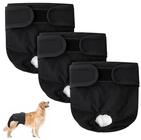 Aomig Couches pour Chiens, 3pcs Couches Chien Lavable, Réutilisables Incontinence Culottes Hygiéniques, Culotte Protection Confort Nappy Lors des Périodes Physiologiques pour Petits(L)