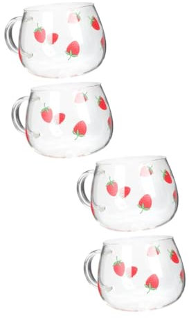 GLEAVI 2 Set Bicchiere Di Fragole in Potabile Novità Bicchieri D'acqua Tazza Paglia Tazze Di Fragole Creativo Estetico Coppa Di Fragole Arredamento 2 Pezzi*2