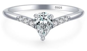 Aotiwe Memoire Ring, Verlobungsring Silber 925 Zweiteiliger V-Förmiger Ring mit Zirkon Größe 60 (19.1)