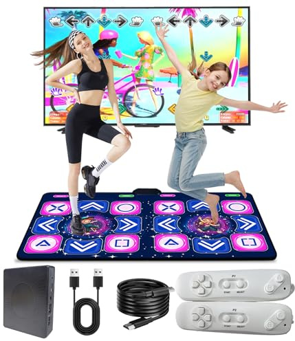 Menylon Dance Mat for TV with Wireless Controller - Double Player Non-Slip Dance Pad for Kids Adults,Plug and Play,Gifts for Girls Boys,Multi-language Instruction Manual