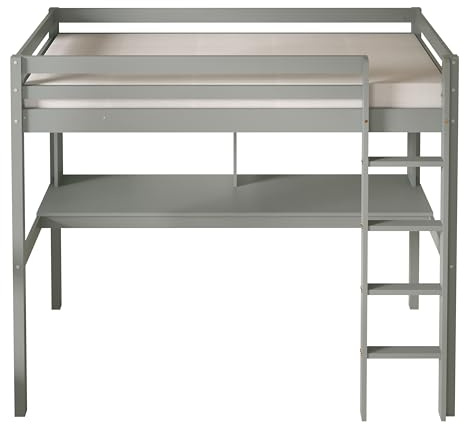 Sunny Sil Loft Bed with Desk, Grey | for Children Without Mattress | with Ladder 208 x 100,5 x 172 cm/For Mattress Size: 90 x 200 cm