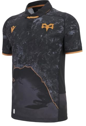 Macron Ospreys Rugby 2025/26 Mens Home Rugby Shirt Black (UK, Alpha, M, Regular, Regular)