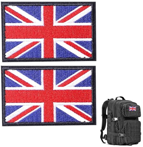 2Pcs United Kingdom Flag Patch, Union Jack Patches, British Union Jack Patch, Patches for Clothing, Patches for Backpacks, for Military Uniforms Rucksacks Clothing Jacket Jeans Hat(Black Edging)