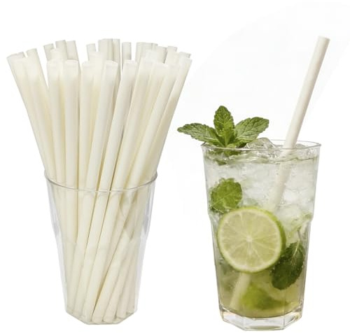 100% Biodegradable Bamboo Fiber Straws | 200 Counts, 8X210mm Plant Fiber Disposable Straw for Party Suppliers -100% Compostable, Plastic-Free & Eco-Friendly
