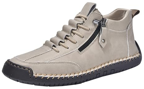 Sneaker da uomo in pelle, scarpe da trekking, da uomo, in pelle, estive, con cerniera, con lacci, in pelle, con suola morbida, comodi mocassini, scarpe da ginnastica