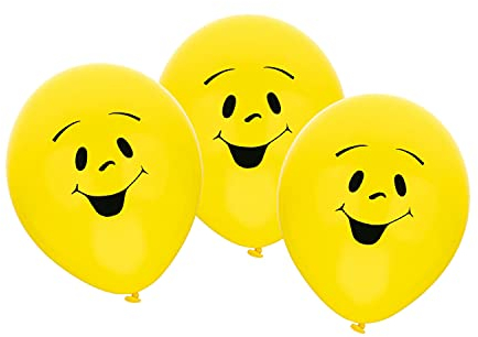 Amscan 450035 - 6 Latexballons Sunny, Durchmesser 22,8 cm, Dekoration, Smiley, Luftballon, Geburtstag, Themenparty