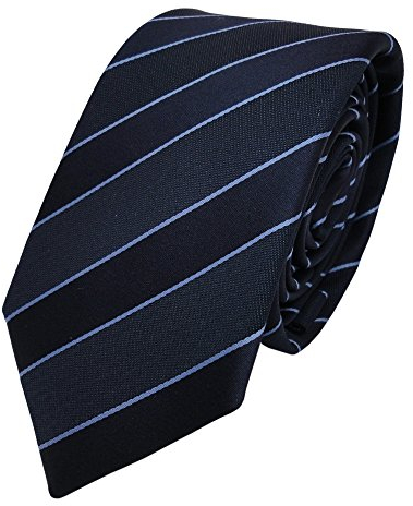 TigerTie - schmale Designer Krawatte in blau dunkelblau gestreift