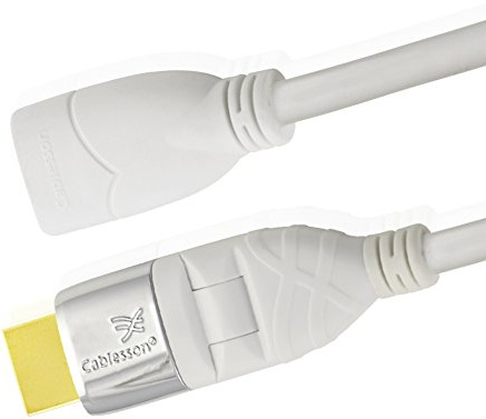 Mackuna Flex Plus 1M Extension HDMI Cable with Adjustable Swivel and Rotating Plug - Audio - Video, Support 1080P, PS4, XBOX ONE, DVD, Blu-ray, SKY HD, UHD, FULL HD & LED TV - White