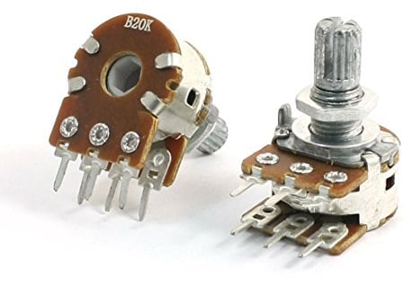 sourcing map a14040700ux0073 2 Stück B20K Ohm Verstellbarer 8 mm Schaft PCB Montiert Linear Dual Potentiometer – wie abgebildet (1 Stück) de