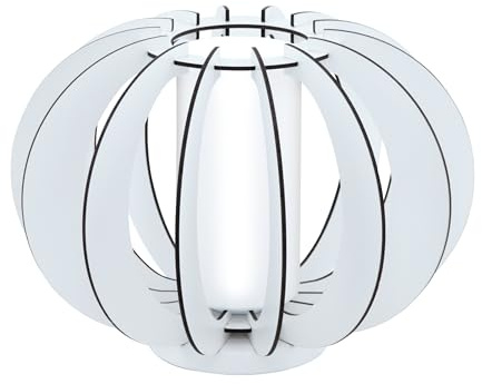 EGLO Tischlampe Stellato 2, Nachttisch Stahl in weiss, Holz | Glas in weiss E27 Fassung