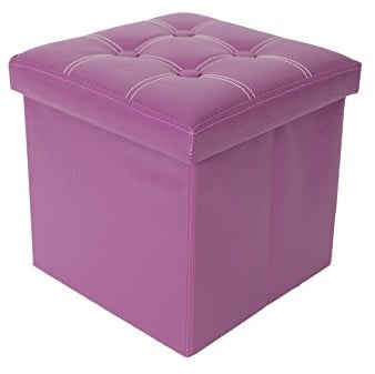 Rebecca Mobili Puff contenitore, sgabello cubo moderno, similpelle mdf, per arredo casa - Misure 30 x 30 x 30 cm (HxLxP) - Art. RE4634