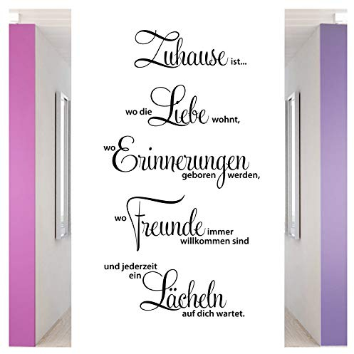 Grandora selbstklebend Wandtattoo Sprüche und Zitate Zuhause ist I gold 58 x 107 cm I Aufkleber Wandtattoos Sprüche für Flur Wohnzimmer Modern Wandsticker Wandaufkleber W1124