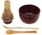 BambooMN Brand - Matcha Bowl Set (Includes Bowl, Rest,Tea Whisk, Chasaku, & Tea Spoon) 1 Set Deep Red w/Black