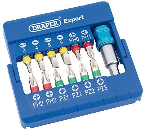 Draper 82401 Coloured Screwdriver Bit Set with Magnetic Holder (13 Piece)