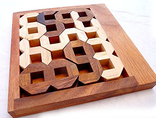 Logica Spiele Art. Zahlen - Digigrams - Denkspiel aus Holz - Schwierigkeit 4/6 Extrem - Knobelspiel - Geduldspiel - Euklid Serie