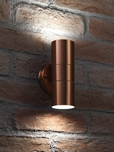 Auraglow Kupfer Rostfreier Stahl Zweiweg Wandleuchte - 2 x LED Glühbirne (Kaltes Weiß) 7W Inbegriffen