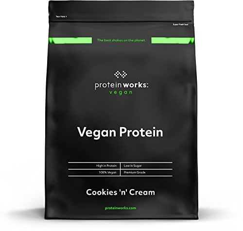 Protein Works - Vegan Protein Powder , Plant Based Protein Shake , Vegan Blend , Gluten Free , 33 Servings , Cookies 'n' Cream , 1kg (33 Shakes)
