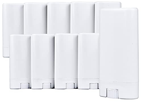 Deodorant Behälter (10-Pack) - 15 ml - 20 Aufkleber - Dreh-Mechanismus und Deckel - leer - nachfüllbare Kosmetikbehälter für hausgemachte natürliche Deodorants, Lippenbalsam, Seife