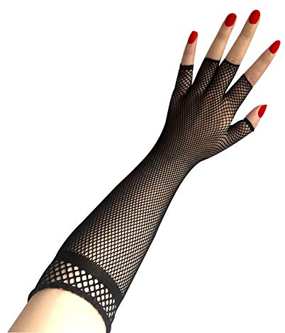 Amorar Sexy Fishnet Guantes Largos Accesorios Disfraz Medio Dedo Guantes Estilo Punk Guantes Novedad Guantes para Fiesta Noche Club Ocasiones Especiales Guantes de Boda