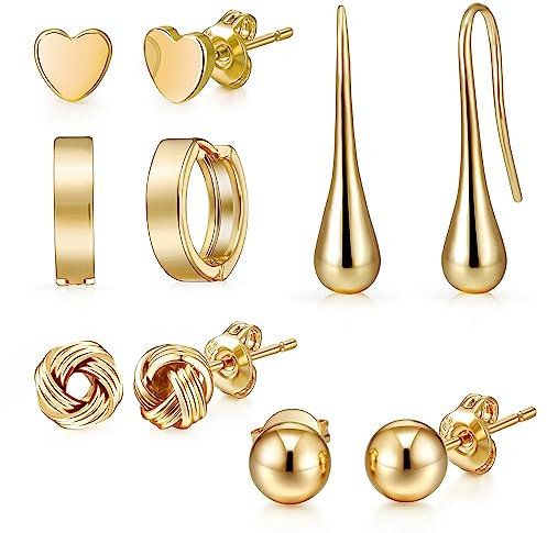 Philip Jones 5 Pairs of Gold Plated Earrings
