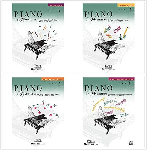Faber Piano Adventures Level 5 Set (4 Books) - Lesson, Theory, Performance, Popular Repertoire