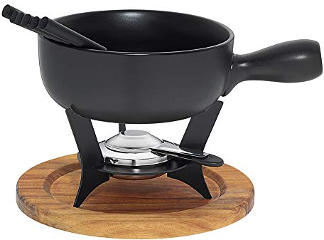 kela Käsefondue-Set Country Keramik schwarz 21cm 22cmØ, 22x22x21 cm