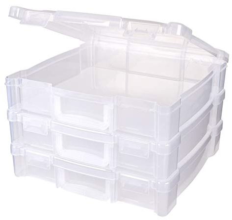 ArtBin 6913ZZ 12 x 12 Portable Art & Craft Organizer with Handle 3-Pack, [3] Plastic Storage Cases, Clear