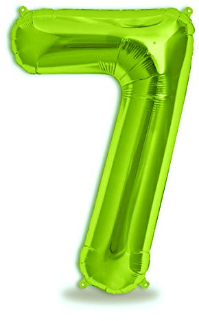 FUNXGO® folienballon zahl 7 Grün - Riesenzahl Ballon ca.100 cm - Luftballon Zahl 7 - fliegt mit Helium - zum 7. Geburtstag, Hochzeit, Jubiläum, Fest, Party Dekoration - Ballon 7 Grün