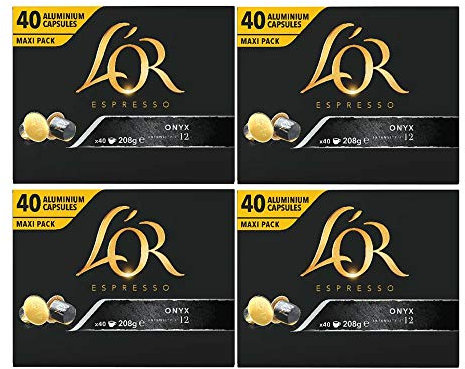 L'Or Forza, Onyx, Or Ristretto Coffee Pods 40's (Nespresso Compatible Coffee Capsules) (L'Or Onyx, 4 x 40 Pods)