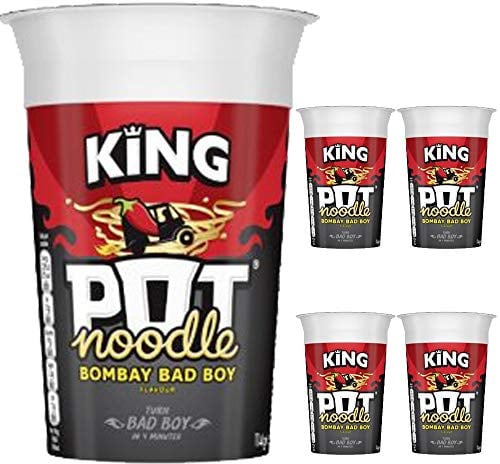 5 x 114g King Size Pot Noodle Bombay Bad Boy Pasta Vegetarian Snack Food