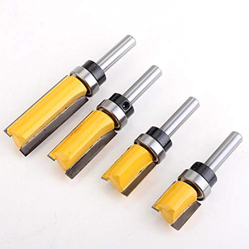 KATSU 4 Stück Bündigfräser mit 8mm Schaft, Kopierfräser Oberfräser Nutfräser Stabfräser, Holzschneider Profifräser Holzbearbeitungs Schneidwerkzeug, Holz Fräser Router Bit 133308