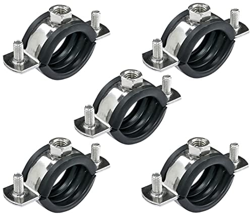 AERZETIX - C49900 - Satz von 5 - Schellen isophonisch - Befestigungshalter mit Dichtung - für Schlauch Ø 1'' 32-35mm - DIN EN 10111 - in Edelstahl A2 - zum Anschrauben М8