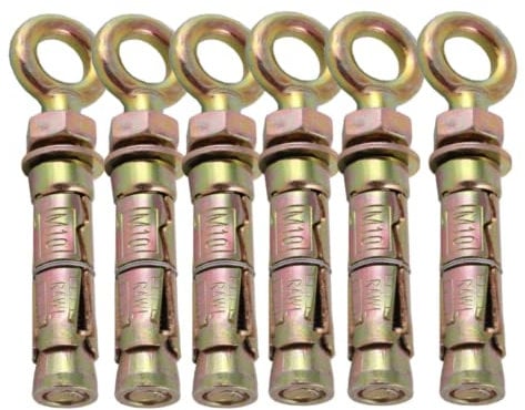 Expansion Eye Bolts (Shield Eye Bolts) Super Heavy Duty Anchor Bolts For Securing Concrete/Masonry (Multiple Sizes) *FIXINGS DIRECT* (M6 X 80MM (6PCS))