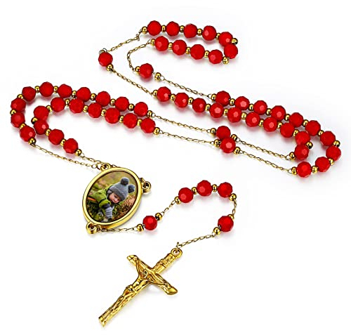 FaithHeart goldene Rosenkranz Kette für Damen Herren Personalisierte Rosenkranz Halskette Christliche Gebetskette für Geburtstag Muttertag