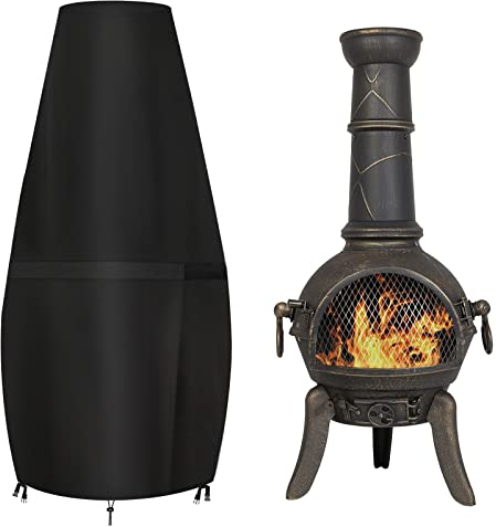 GARPROVM Large Chimenea Cover,Waterproof,Windproof,UV-resistant, Heavy Duty Rip Proof 600D Oxford Fabric Outdoor Garden Patio Heater Cover (122 x 21 / 80cm) - Black