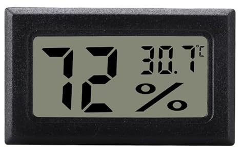 INF Digital Hygrometer Thermometer für Raumklimakontrolle, Mini, LCD, Schwarz