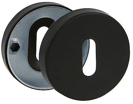 Amig - Bocallave para Manillas de Roseta Redonda - Mod. 4RX - Ø53 mm - Embellecedor de Cerradura - Compatible con Llave de Gorja - Acero inoxidable Negro