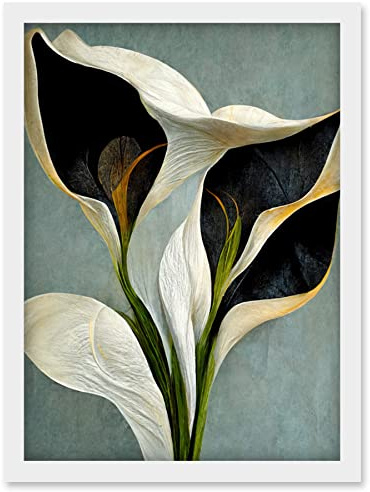 Doppelganger33 LTD White Calla Lily Flower Pistil Bouquet Elegant Artwork Framed Wall Art Print A4