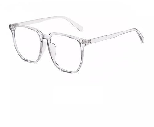 Blue Light Blocking Thick Square Frame Clear Lens Glasses Eyeglasses Super Oversized Fashion and Costume TR90 Frame (Clear)