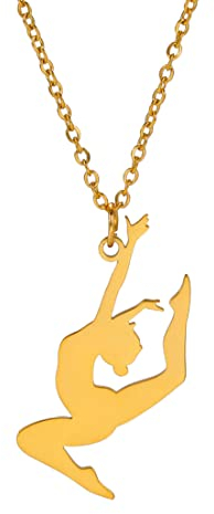 EUEAVAN Inspirierend Turner Anhänger Halskette Ballett Ballerina Sport Tanz Solo USA Gymnastik Choker Team Schmuck Mädchen Frau Trainer Tochter (a)