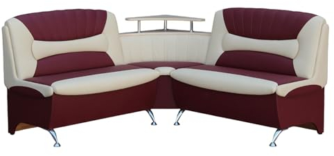 Rodnik Eckbank Arabika Sitzbank in Bordeaux-beige 173x173 cm Kunstleder mit Ablage Stauraum