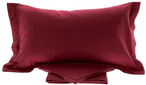 hermet Laura Biagiotti Bettwäsche-Set für Doppelbetten, aus Baumwoll-Pealal, 100% Baumwolle, Bettlaken + Spannbettlaken + 2 Kissenbezüge, Kirschrot